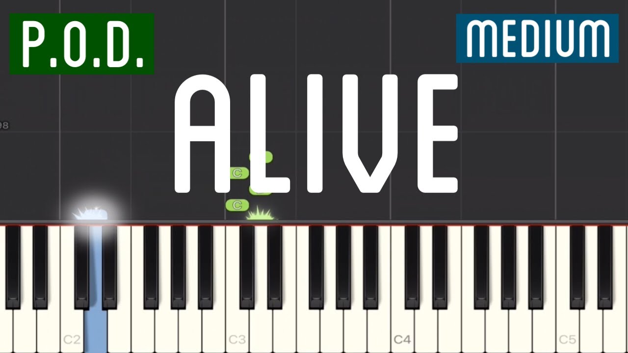 P.O.D. - Alive Piano Tutorial | Medium - YouTube
