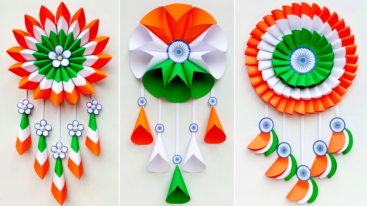 3 Beautiful Republic Day Wallhanging Craft // Tricolor wall decoration ...