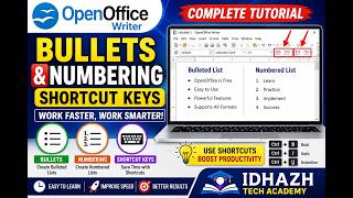 openOffice Writer bullets ,numbering and shortcut keys for beginner Tutorial