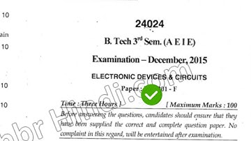 2015 Mdu BTech AEIE 3rd Sem Electronic Devices & Circuits Question Paper