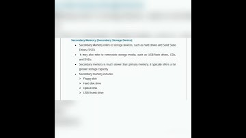 Secondary Memory (Secondary Storage Device)