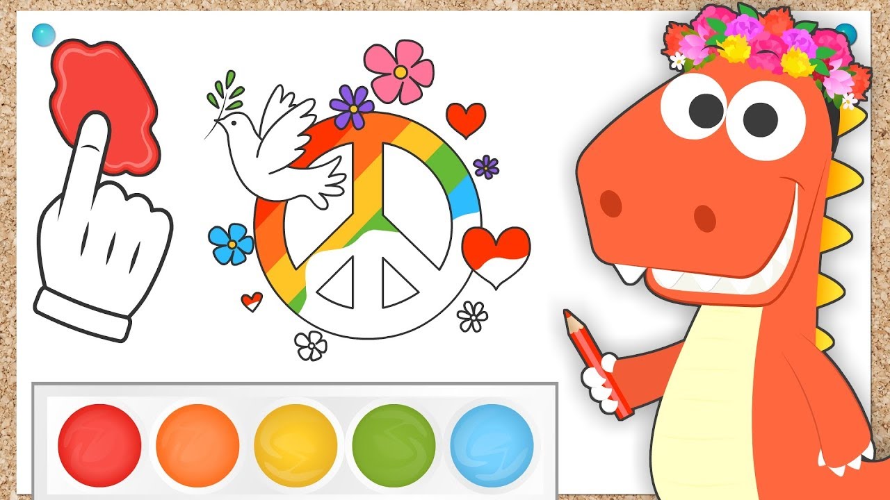 Aprende con Eddie cómo colorear el símbolo de la Paz🕊✨Eddie el dinosaurio  el Día Mundial de la Paz - thptnganamst.edu.vn