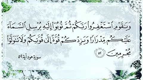 وَيَا قَوْمِ اسْتَغْفِرُوا رَبَّكُمْ ثُمَّ تُوبُوا إِلَيْهِ .... الاية(52)  سورة هود