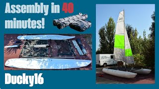 Assembly inflatable sailing catamaran Ducky16 by one person in 40 minutes! / надувной катамаран