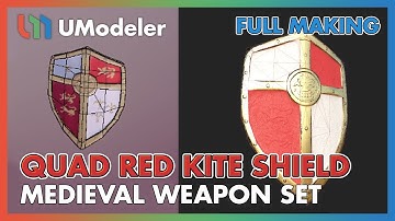 3D Modeling in Unity - Full Making Video of Modeling & Unwrapping a Quad Red Kite Shield