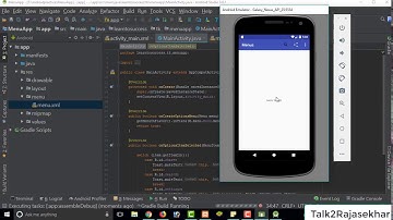 Create Options menu bar in android Studio Telugu |Android Application development in Telugu