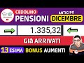 ANTICIPO ⚠️ CEDOLINO PENSIONI DICEMBRE ➡ GIà ARRIVATI BONUS 155€ TREDICESIMA AUMENTI e CONGUAGLI ❗️