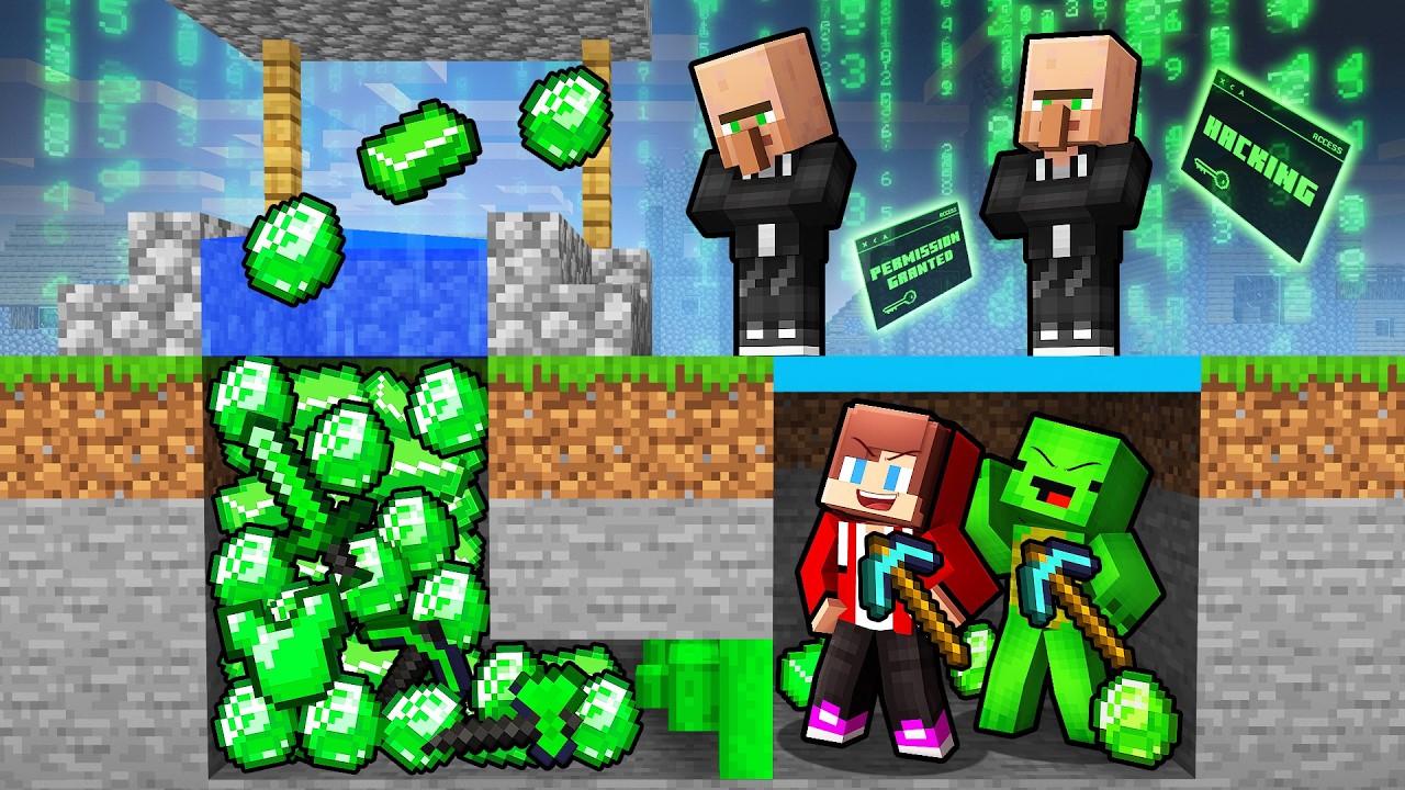 Minecraft - Maizen: Mikey & JJ Made a Wishing Well to Rob HACKER Villagers
