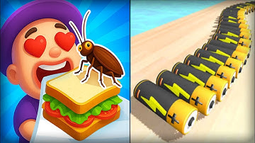 Battery run Vs Sandwich run gameplay , New top Satisfying ASMR walkthrough video game kids #gaming 