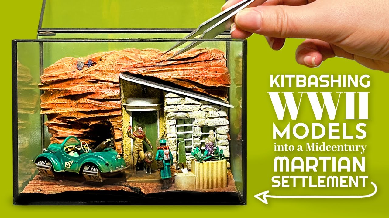 Using old model kits for a Midcentury Mars diorama