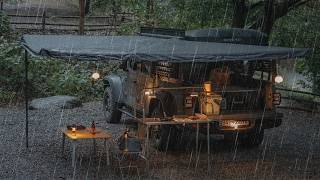 Cozy Rain Car Camping with Jeep Gladiator &amp; iKamper ☔️ | Relaxing ASMR