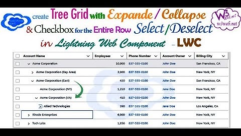 Create dynamic tree grid with expande/collapse for the entire row select/deselect in Salesforce LWC
