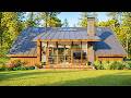 Small Cabin House Design with Large Glass Doors and Warm Wood Exterior | Exploring Tiny House