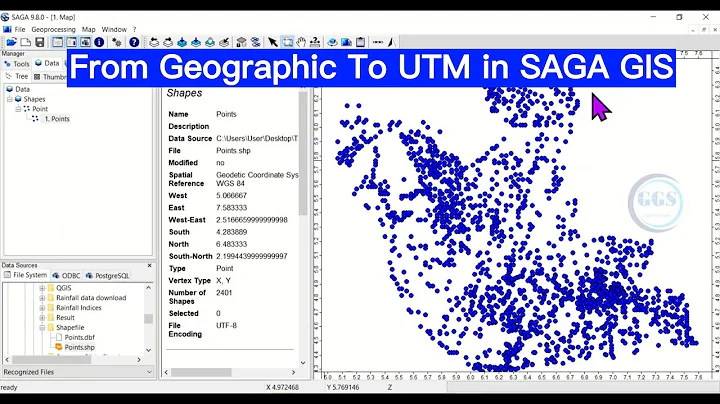 How To Project Data In SAGA GIS | Geographic To UTM Coordinate System