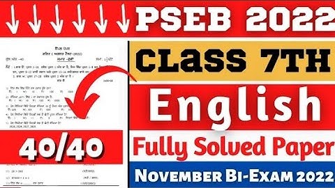 PSEB 7th Class Nov Bimonthly Fully Solved paper | PSEB 7th English PSEB Exams I English Paper 2022 |