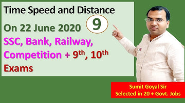 Time Speed and Distance Part 9 Video Number 1 Live Sumit Goyal Sir at 4 PM on 22 June 2020