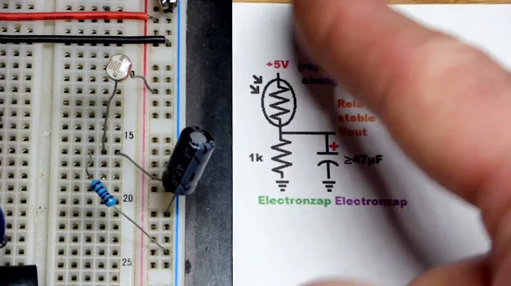 Smoothing capacitor for light pulses on LDR voltage divider learning electronics shorts 27