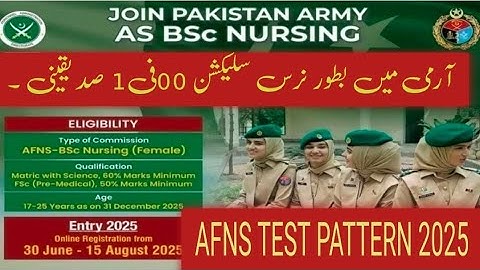 AFNS Initial Test Preparation 2025|ANFS Registratio2025|Syllabus2025|Past Papers|Join Pak army Nurse
