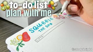 aesthetic to-do list spread ft. lots of fruits🍊🍈 | studybright
