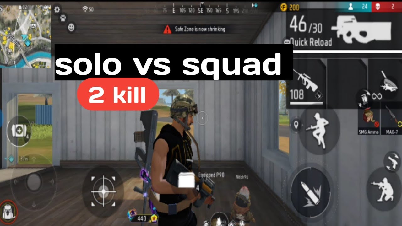 my first game play grena free fire max I|. 2 kill solo vs squad game ...