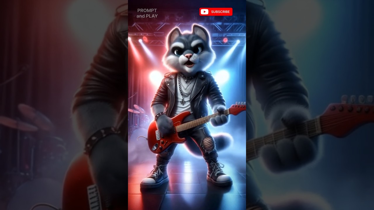 🎸 Rockstar Cat Takes Over the Stage! 🐱🔥 | Epic AI Animation 