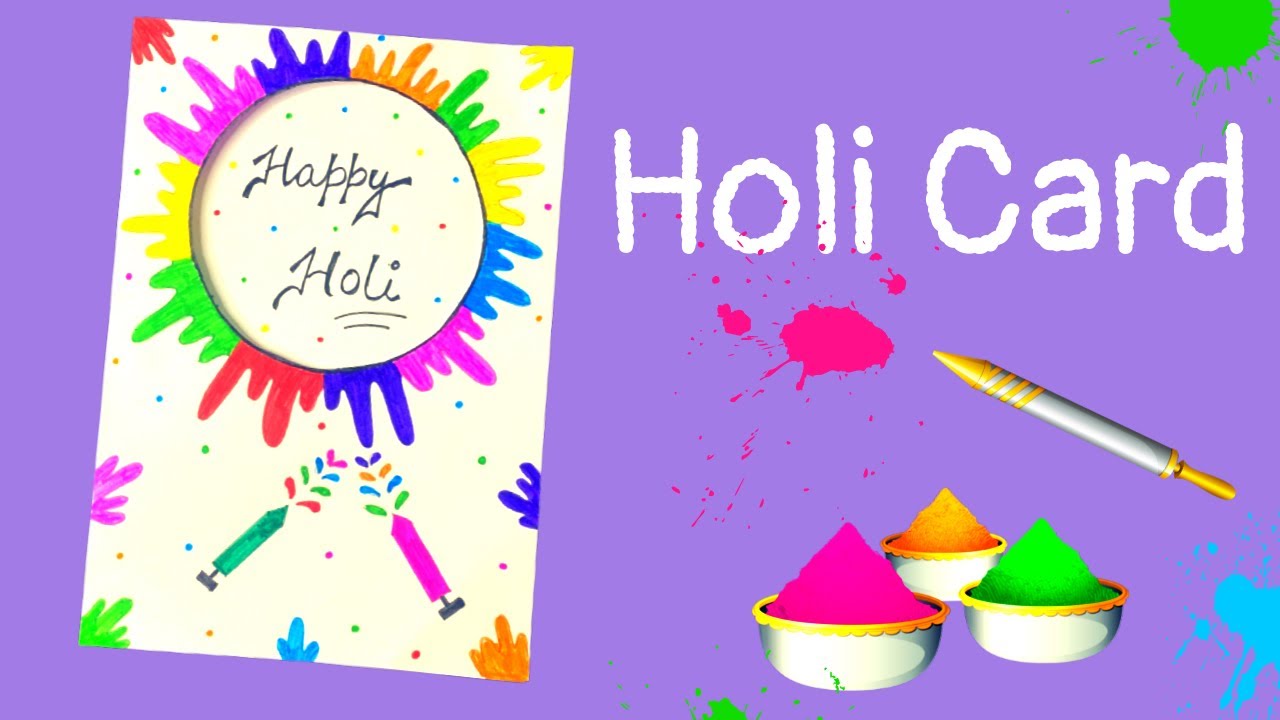 Holi Greeting card DIYhappy holi card making idea how to make holi