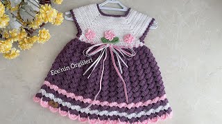 Easy Baby Dress new Design /Çok Kolay Model Renkli Tığ işi Elbise / 3-6 ay /Crochet Dress