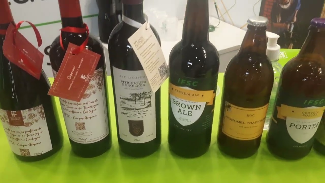 Bebidas produzidas pelos alunos do Instituto Federal: espumante,vinhos bordôs, hidroméis na ExpoFemi