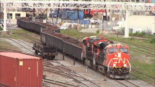 Two Gevos Working Local Train CN 519 at Halifax Ocean Terminals Yard