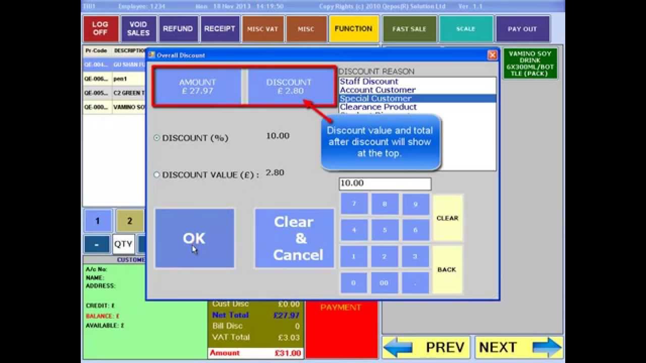 Line and Bill Discount Video for Qepos Cash & Carry
