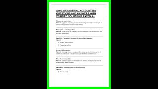 A100 MANAGERIAL ACCOUNTING QUESTIONS AND ANSWERS WITH VERIFIED SOLUTIONS RATED A 1440p