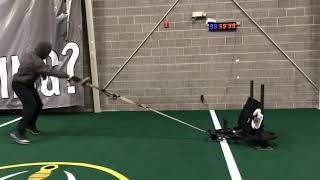 One arm explosive sled row