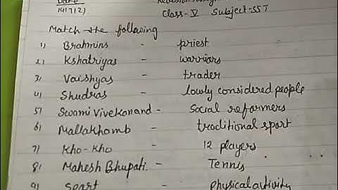 Bhartiyam public school /class 5/SST/ Revision  Assignment 8,9