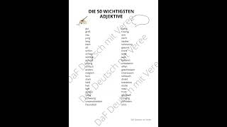 Die 50 wichtigsten Adjektive - eduki Arbeitsblätter & Spiele