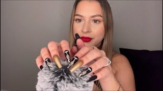 ASMR repeating my intro for 12mins | finger flutters, long nail tapping, mic scratching