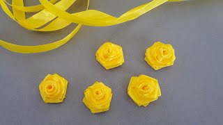 Diy / Cute Mini Rose / Satin Ribbon Rose flower craft / Ribbon Rose making with Needle