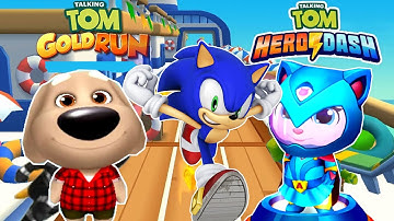 Sonic Dash Vs Talking Tom Gold Run Vs Talking Tom Hero Dash - Gameplay Walkthrough (Android,iOS)