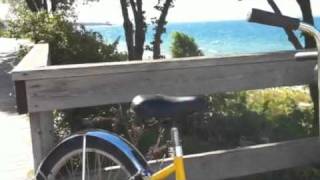 Mackinac Island windy day tandem bike ride.