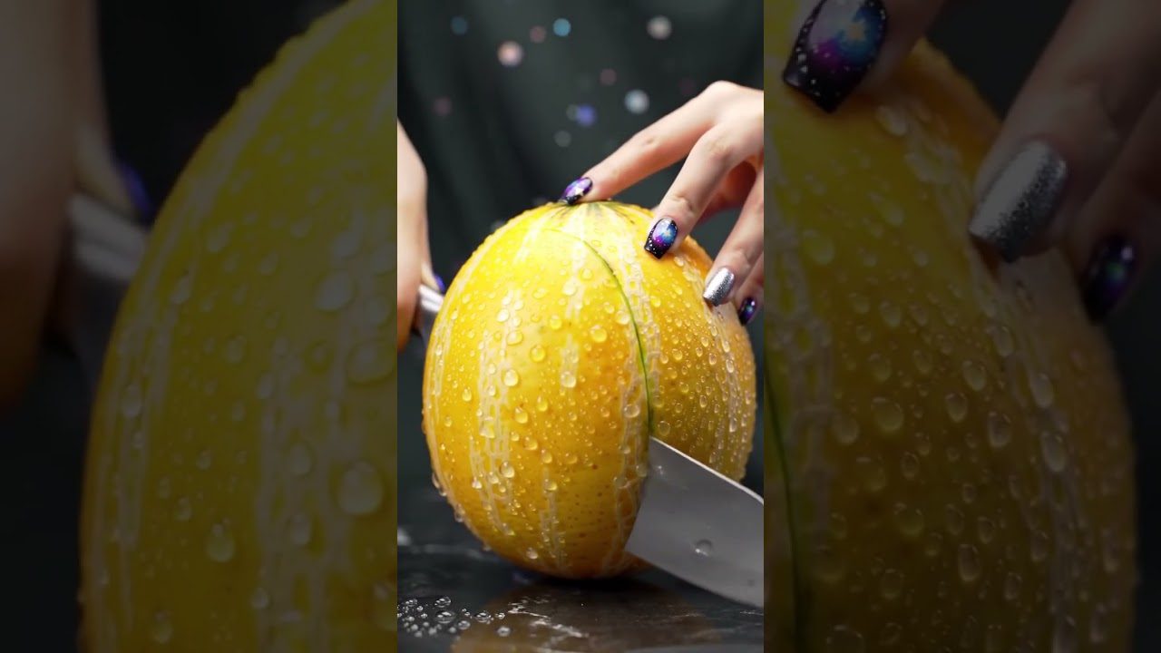 Satisfying Crystal fruit Cutting in Slow Motion | ASMR Glass Slice  