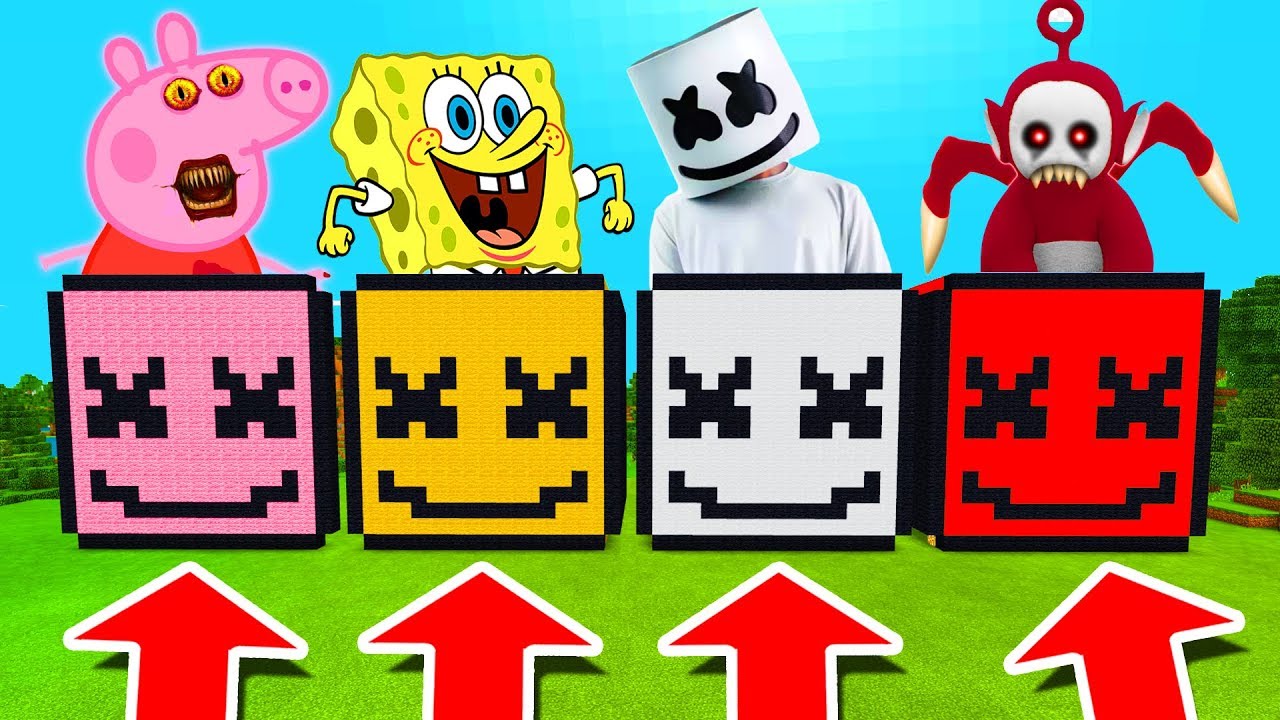 ⁣Minecraft PE : DO NOT CHOOSE THE WRONG MARSHMELLO! (Peppa Pig, Spongebob, Marshmello & Po)