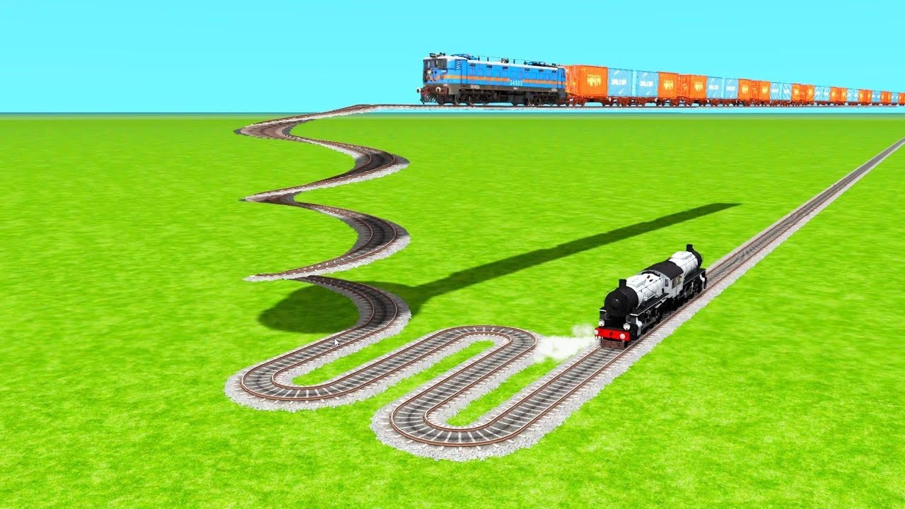 One😱 Trains Crossing Vs Most Complicated Round Spring Risky Zig Zag Tracks | beamng drive railworks