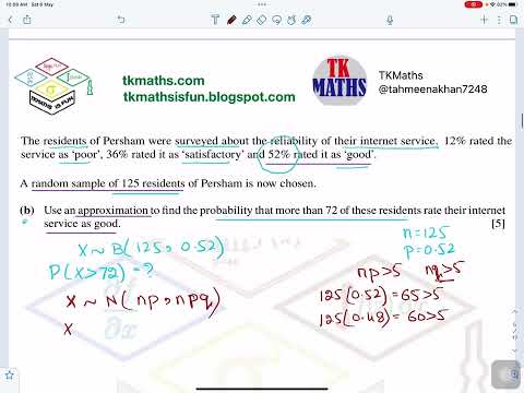 TKMaths A Level S1 Binomial Distribution - Normal Approximation