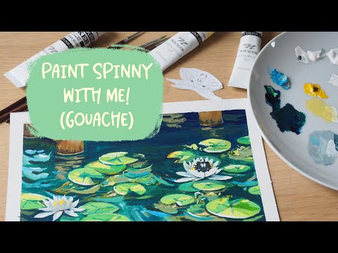 Draw cute character with me with gouache -- relaxing music
