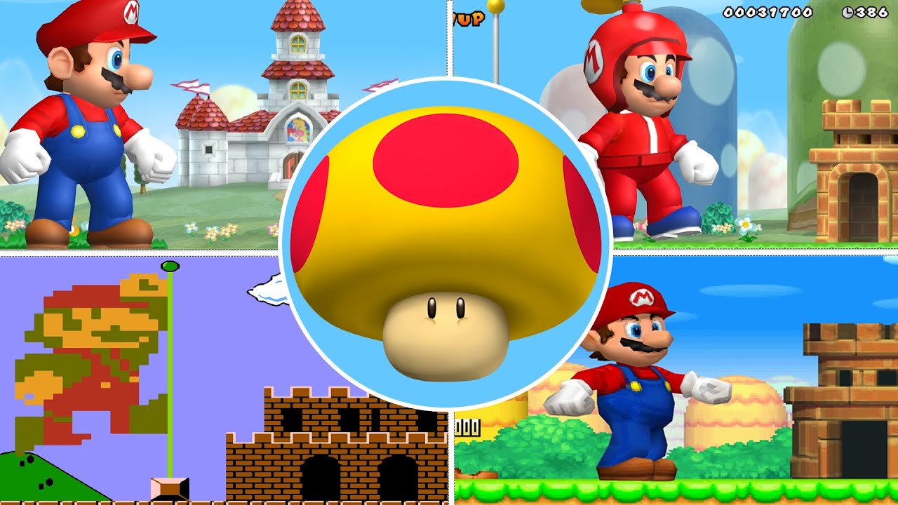 Giant & Mega Mushroom Mario in Mario Games Collection (No Damage)