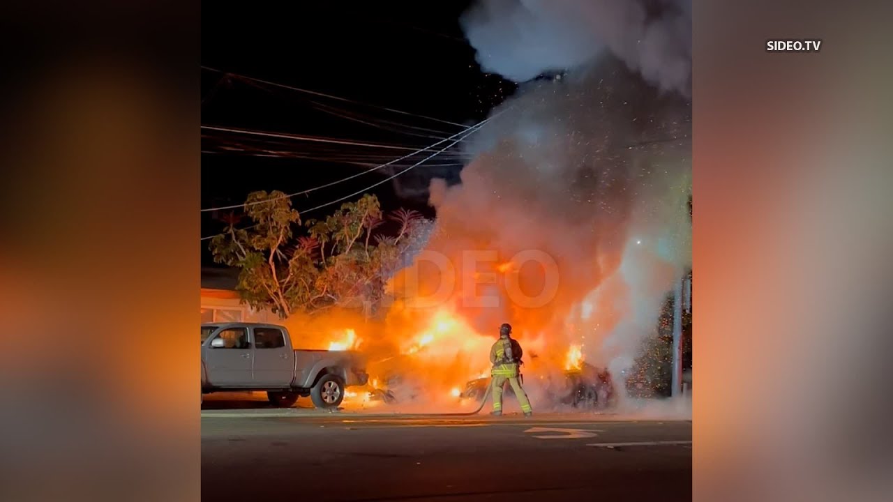 Man Trapped In Burning Car Saved By Good Samaritan in Lemon Grove - YouTube
