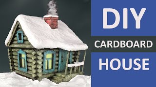 DIY Cardboard Christmas Snowy Log house