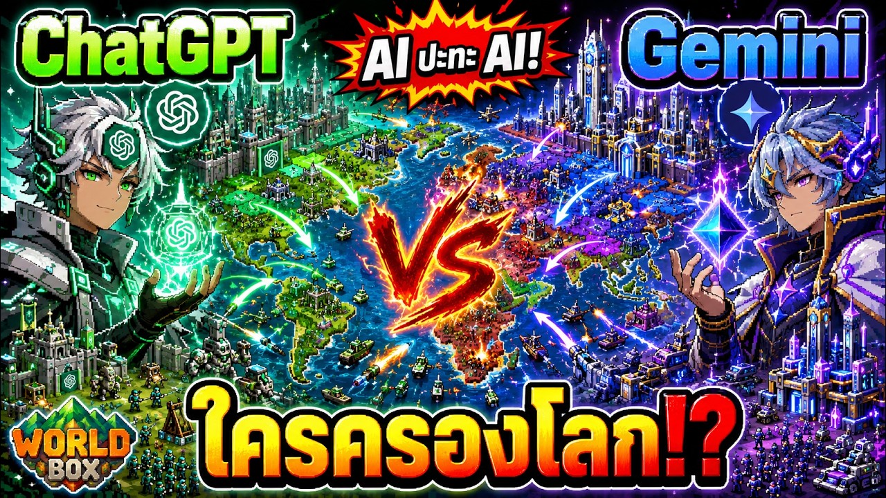 จะเกิดอะไรขึ้น ถ้าผมให้ ChatGPT แข่งกับ Gemini ครองโลกใน WorldBox!?