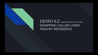 Demo 6.2 User-defined Functions - Swapping Values Profile