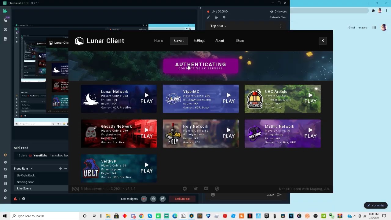 How to get lunar client to work with microsoft youtube
