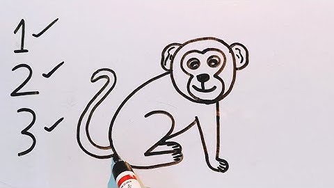 Easy drawing by using number 123 😘 how to draw a monkey  from number 123 😍